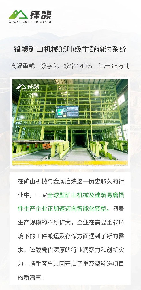 35噸級熱工件智能冷卻系統：鋒馥重載輸送方案引領礦山智造轉型